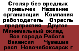 Столяр без вредных привычек › Название организации ­ Компания-работодатель › Отрасль предприятия ­ Другое › Минимальный оклад ­ 1 - Все города Работа » Вакансии   . Чувашия респ.,Новочебоксарск г.